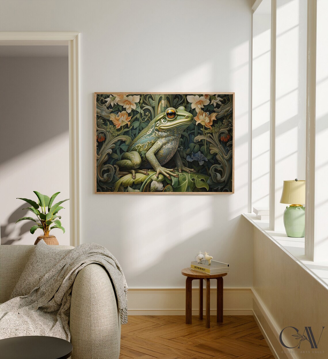 Green Frog Morris Style Botanical Vintage Woodland Art Poster - Image 2