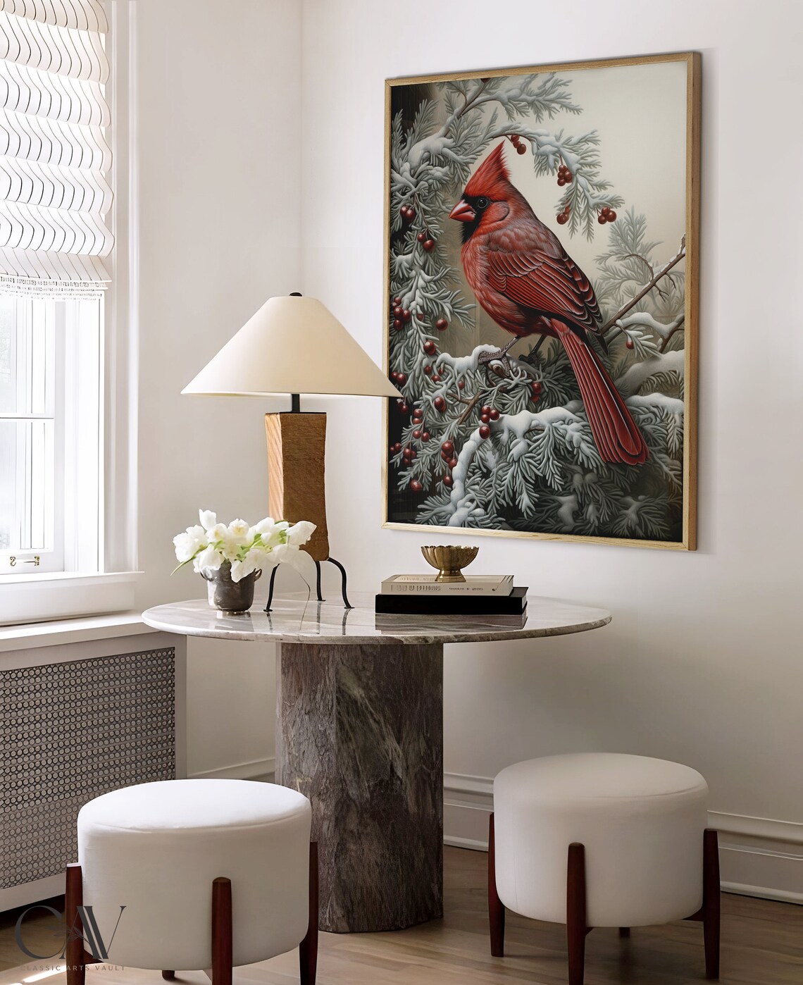 William Morris Inspired Cardinal Bird Art Print - Image 3