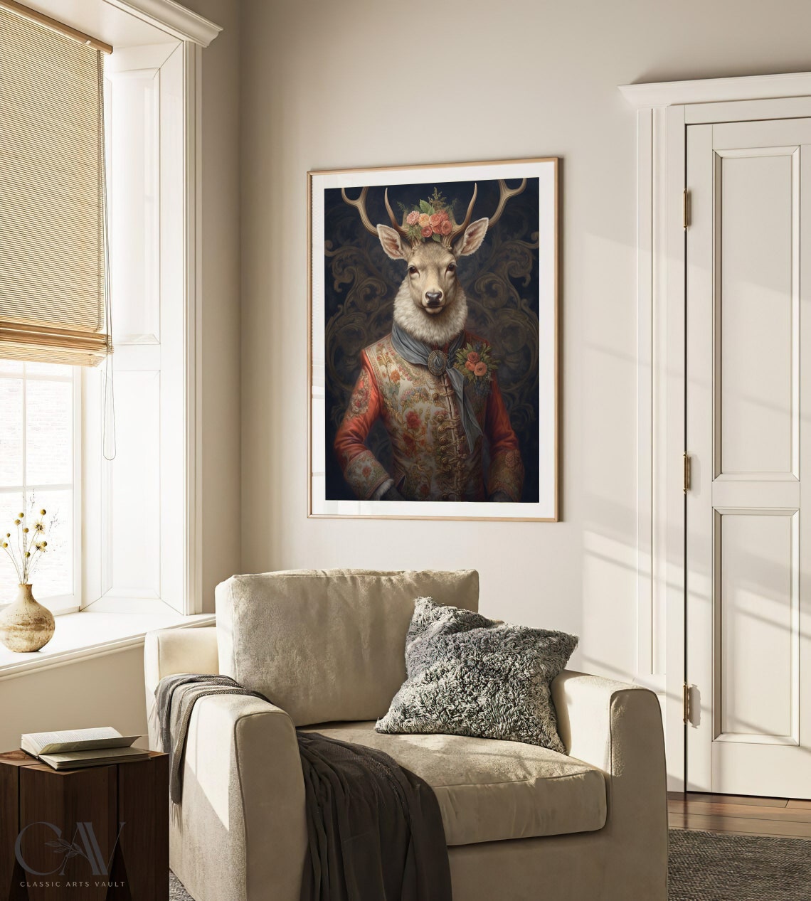Stag Royal Portrait Brocade Coat Vintage Deer Costume Poster - Image 4