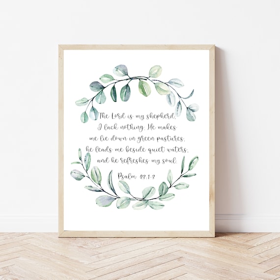 The Lord Is My Shepherd Psalm 23 Print Bible Verse Sign Christian Wall Art Scripture Office Decor Pastor Gift Nursery