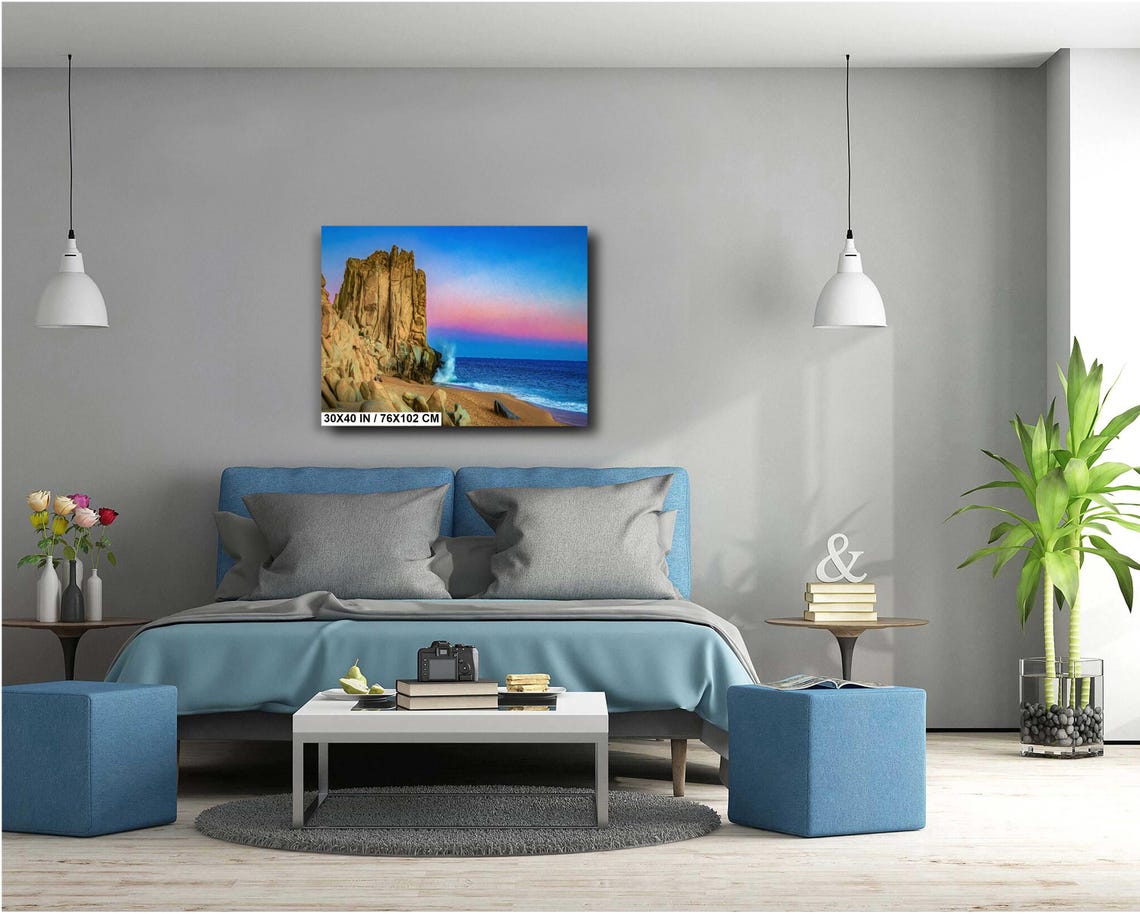 Cabo San Lucas Rocky Cliffs At Pink Sunset Ocean Beach Art Poster - Image 5