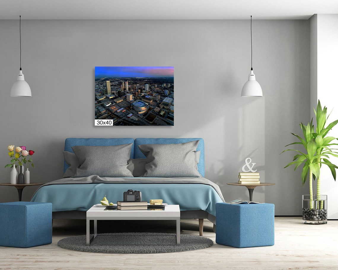 Tulsa Oklahoma Aerial Skyline Dusk BOK Center City View Poster - Image 5