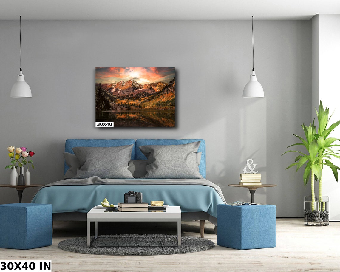 Maroon Bells Dramatic Sunset with Pink Clouds Lake Reflection Poster - Image 5