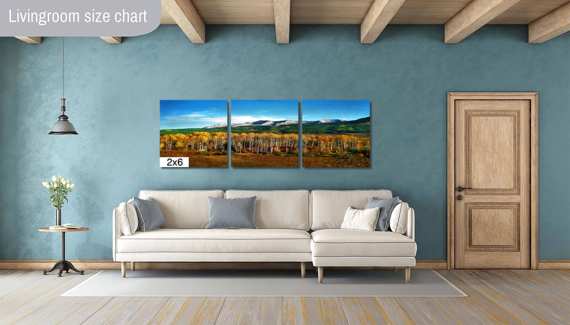 Golden Aspen Grove with Rocky Mountain Peak Blue Sky Fall Poster - Image 4