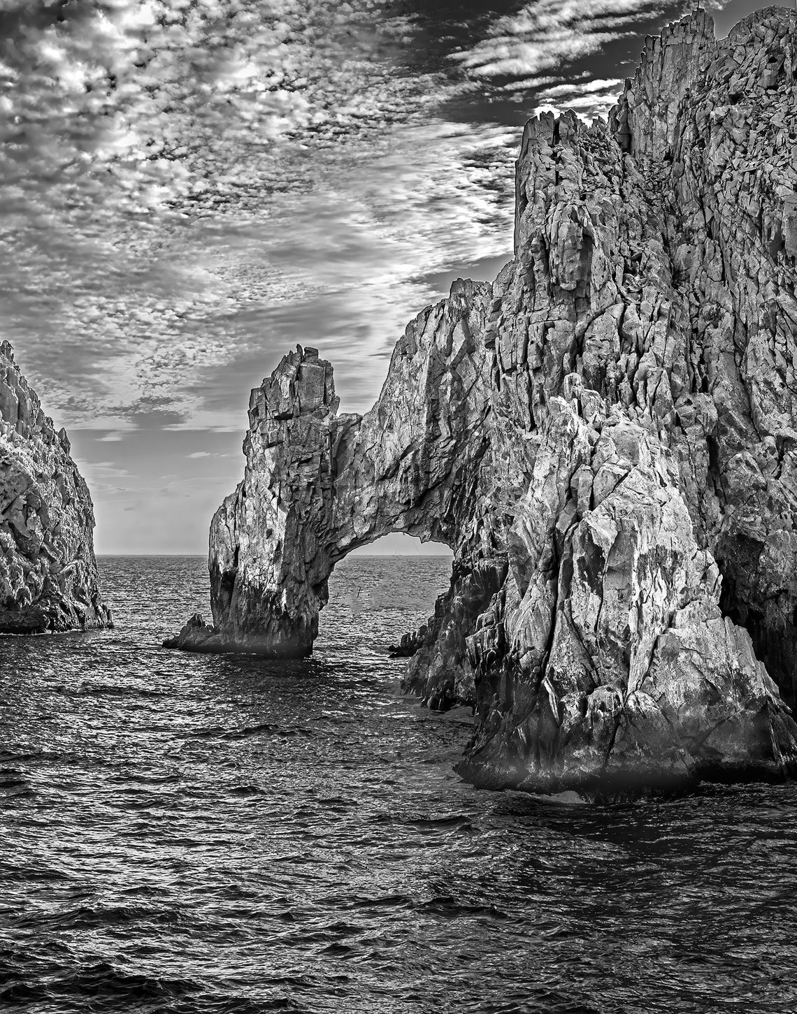 Cabo San Lucas El Arco Black White Dramatic Rock Arch Sea Print