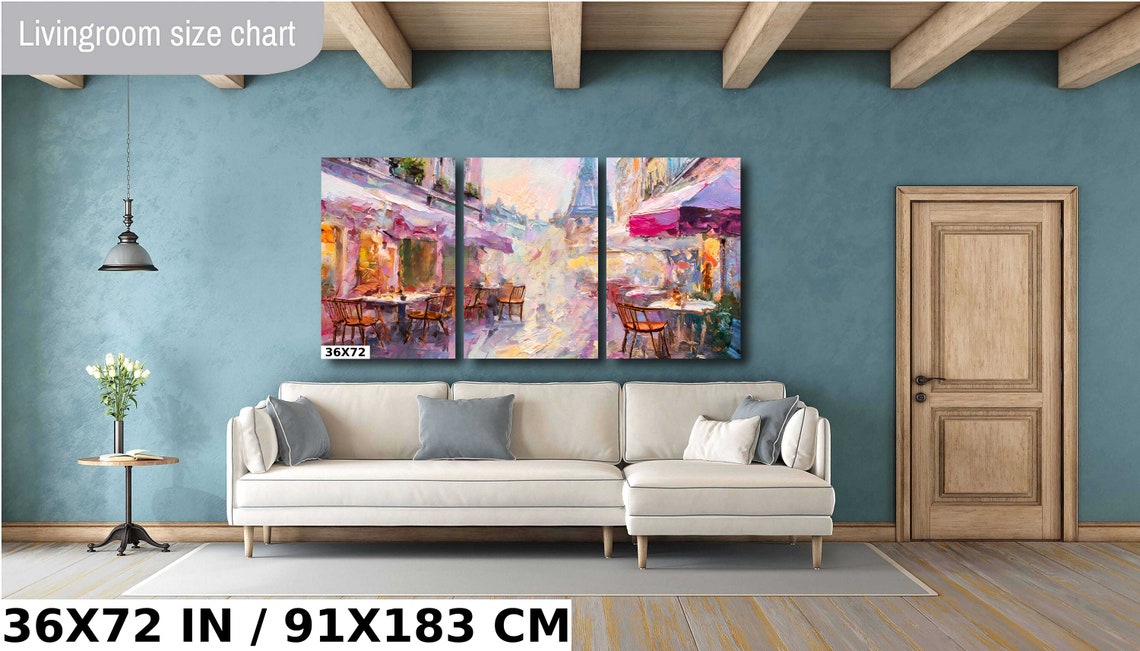 Paris Cafe Terrace With Eiffel Tower Pastel Impressionist Art Poster - Image 3