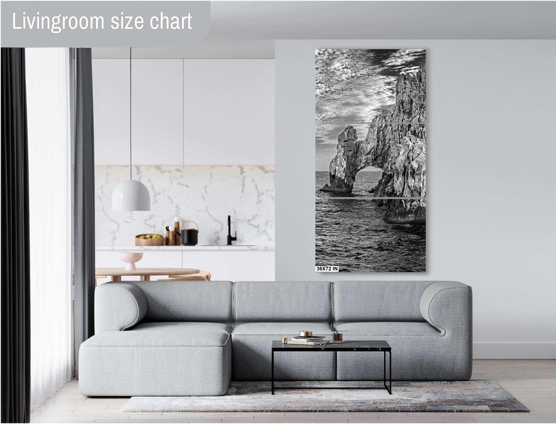 Cabo San Lucas El Arco Black White Dramatic Rock Arch Sea Print - Image 2