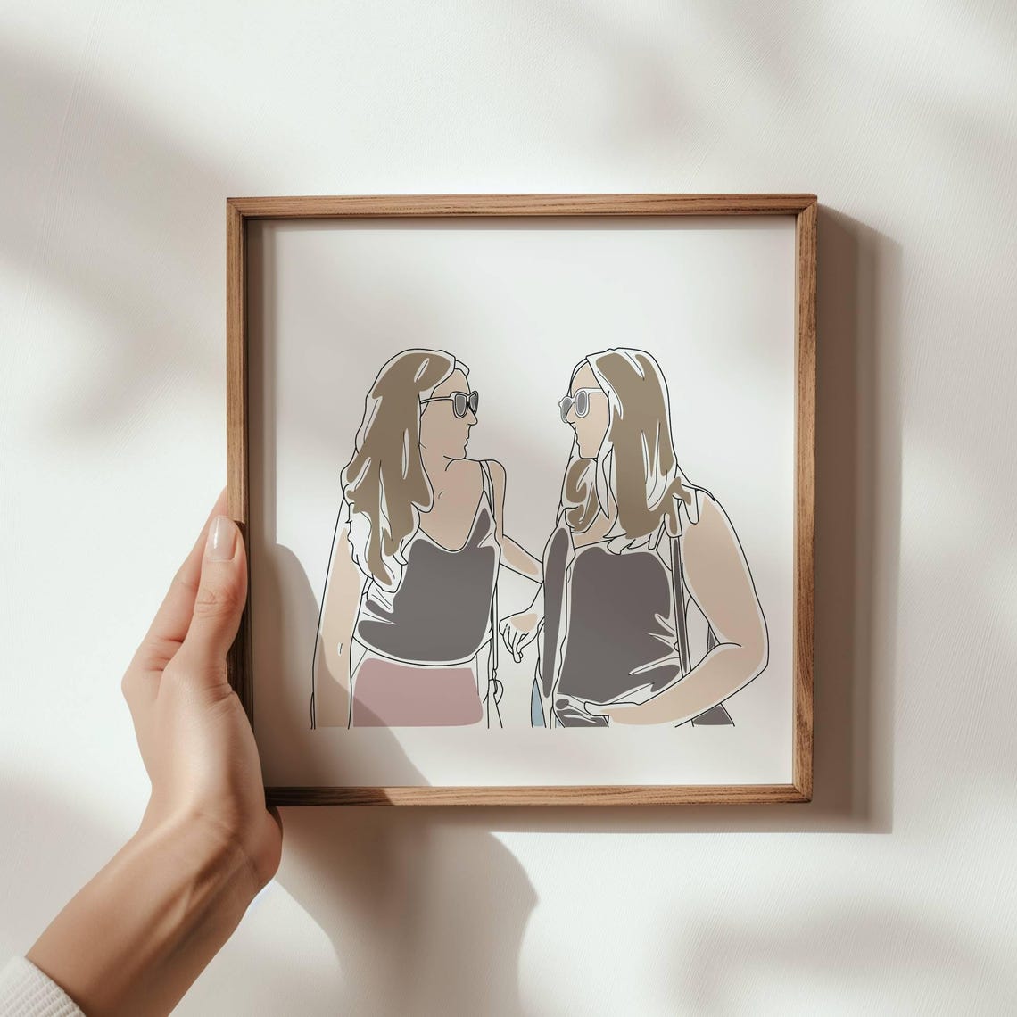 Seven Celebrating Friends Peace Signs Faceless Pastel Portrait Poster - Image 2
