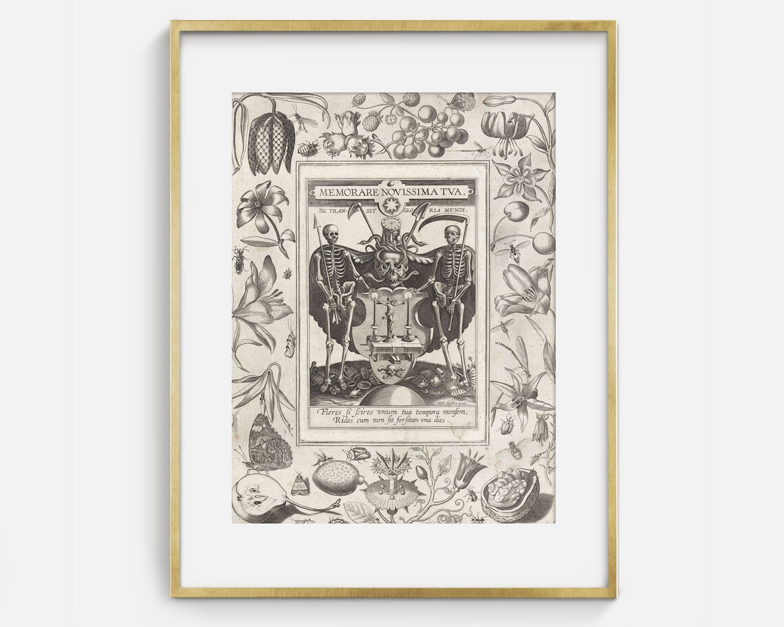 Gothic Skeleton Sketch Vintage Spooky Art Print - Image 2