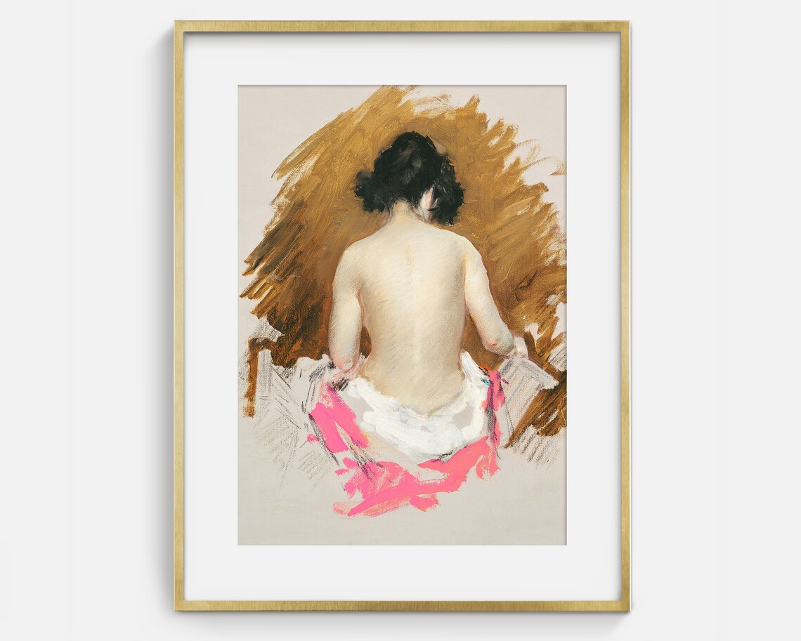 Seated Figure No. 2 Vintage Sketch Wall Art Print - Image 2