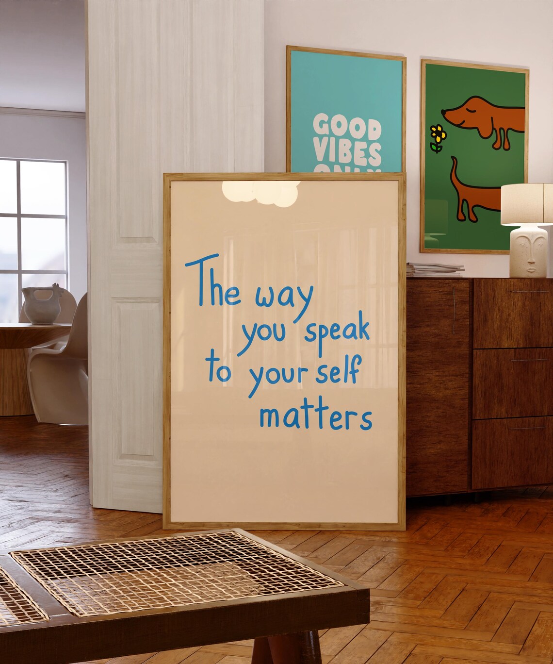 The Way You Speak to Yourself Matters Blue Handwritten Quote Poster