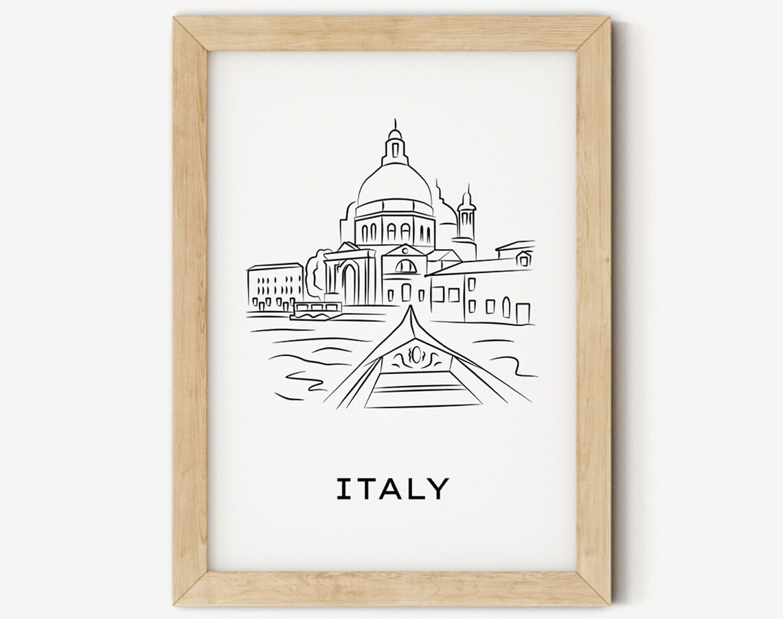 Italy Venice Canal Dome Line Art Minimalist Travel Landmark Poster