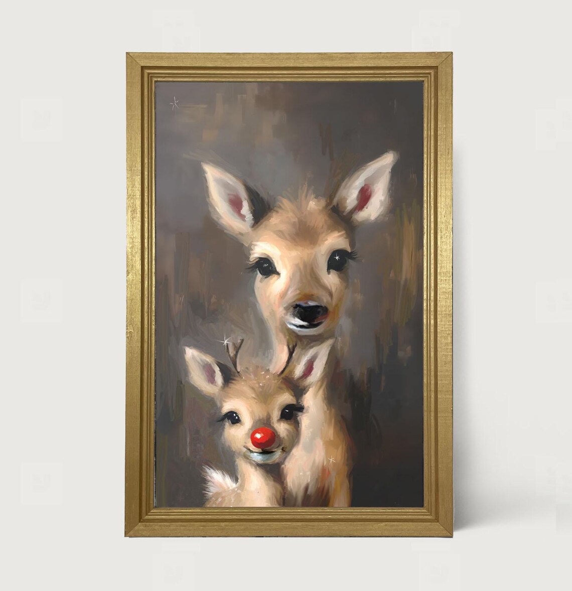 Rudolph And Momma Holiday Reindeer Art Print