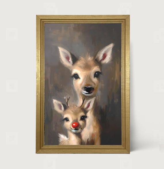 Rudolph And Momma Holiday Reindeer Art Print