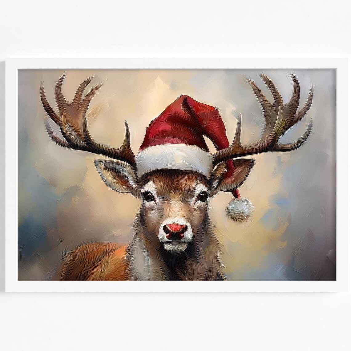 Reindeer Christmas Art Print, Festive Holiday Decor