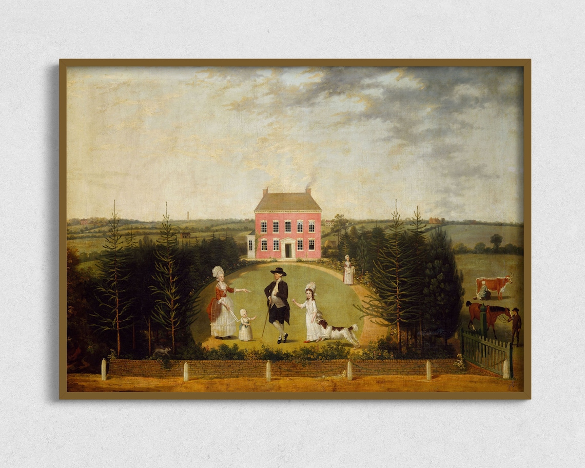 Pink House Surreal Vintage Landscape Art Print