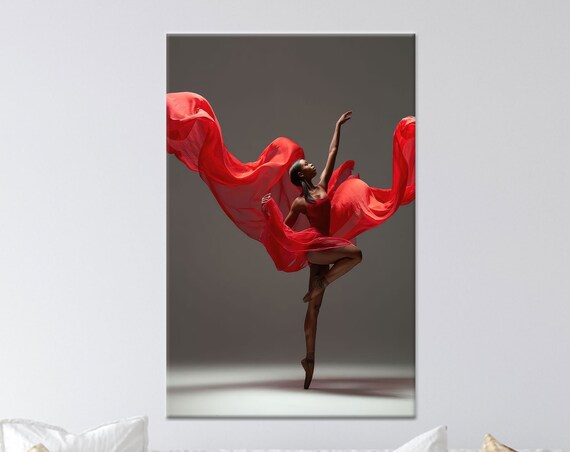 Ballerina Canvas Wall Art Red Dress Modern Dance Poster