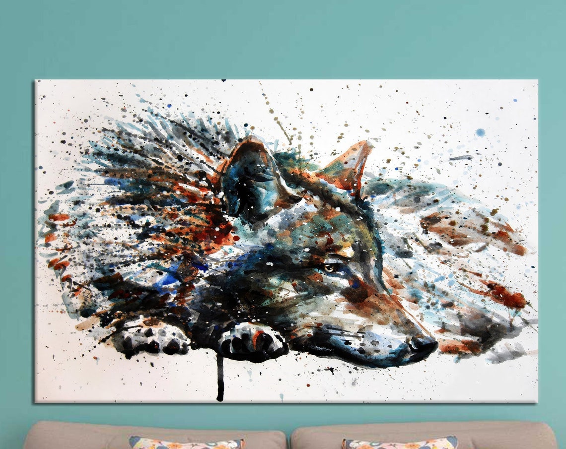 Abstract Wolf Canvas Art Modern Loft Wall Decor