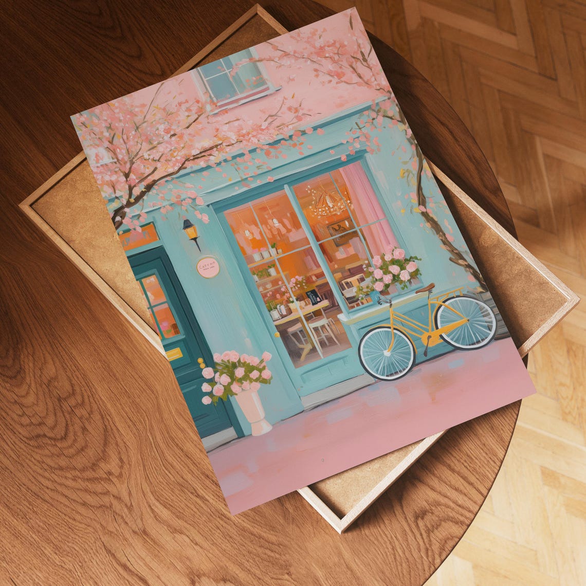 Copenhagen Caf Art Print, Pastel Danish Street Scene - Image 4