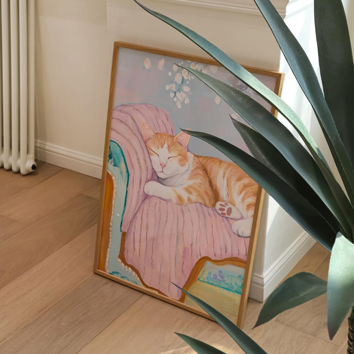 Sleeping Cat Art Print, Pastel Nursery Decor - Image 4