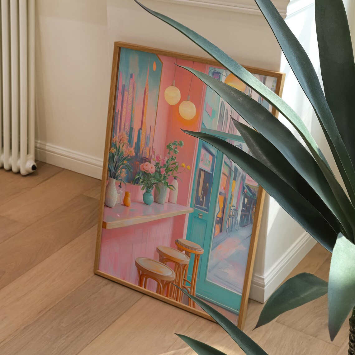 Pastel Café Interior, Cozy Coffee Shop Art Print - Image 3