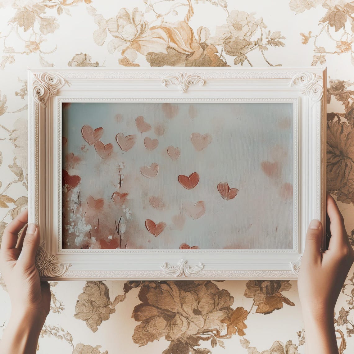 Valentine Hearts Pattern Romantic Red Pink Love Art Poster Gift