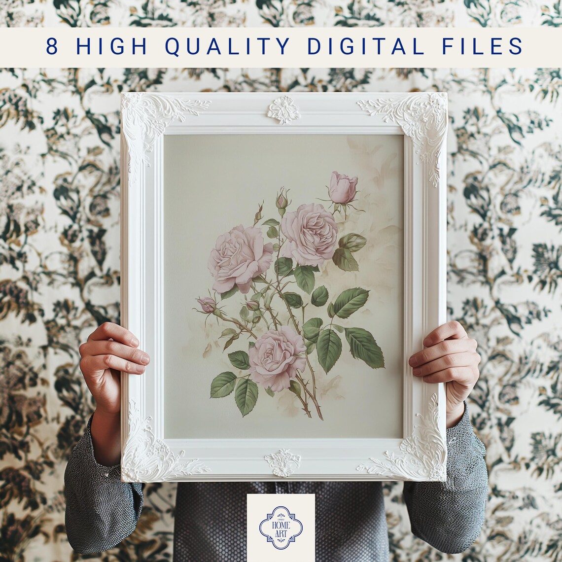 Pink Roses on Branch Botanical Illustration Vintage Floral Art Print - Image 3