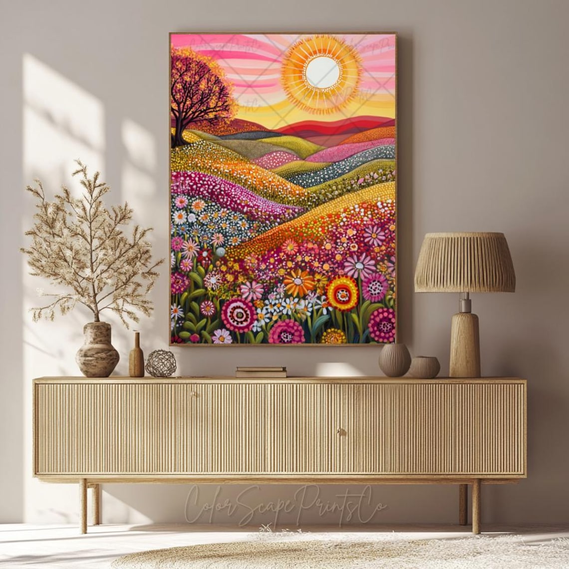 Vibrant Abstract Mountain Landscape Art Print - Image 2