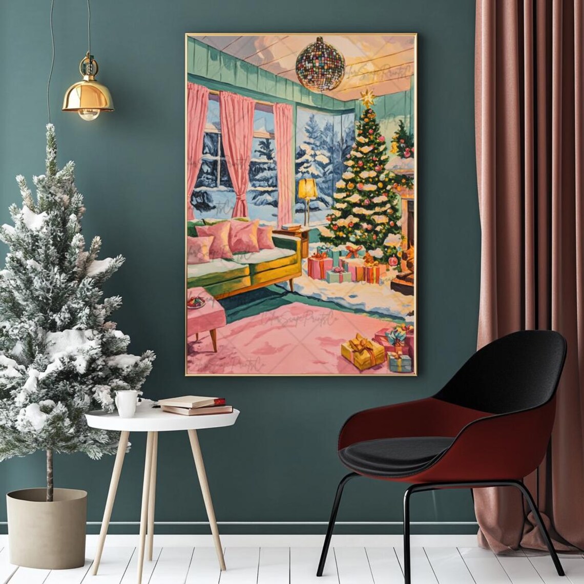 Christmas Tree Disco Living Room Holiday Art Print - Image 2