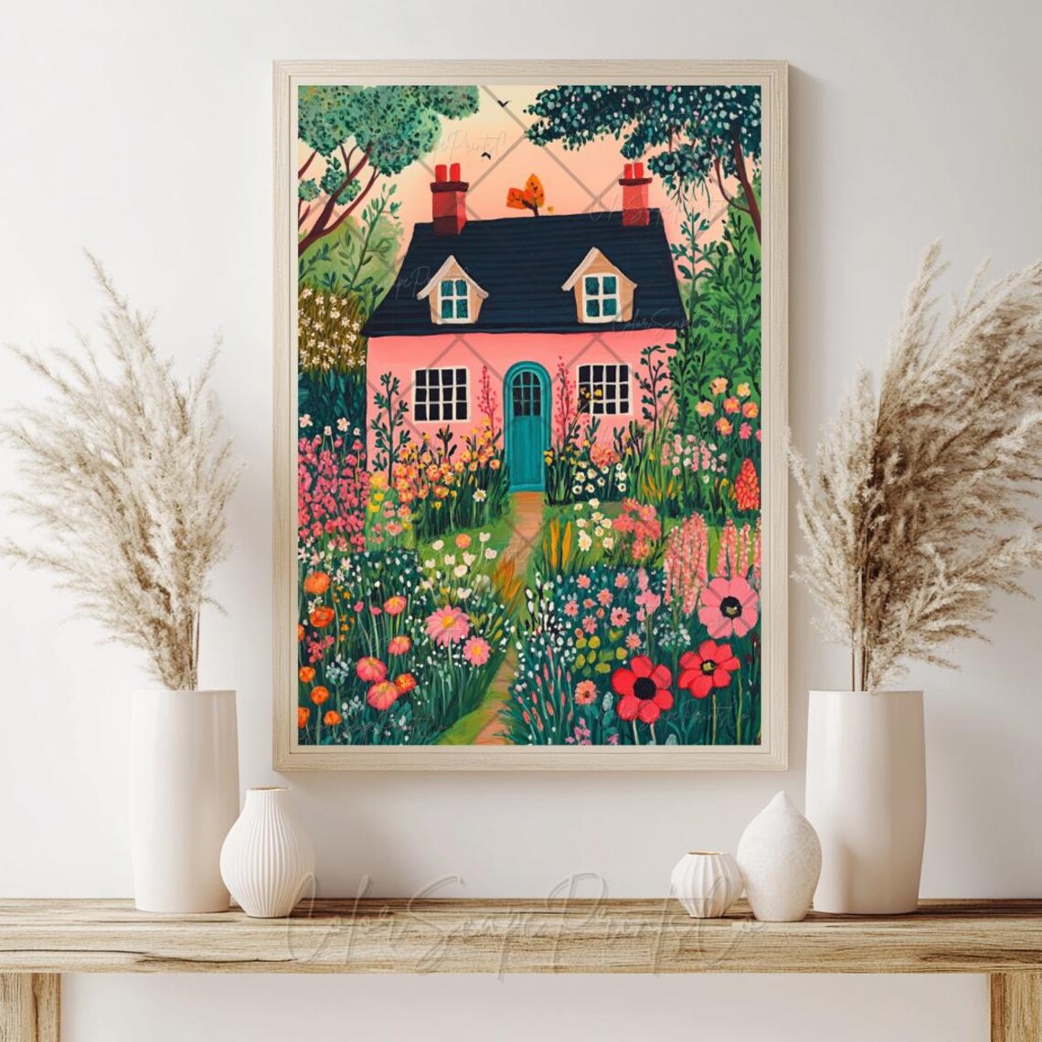 Flower Garden Illustration Art Print, Whimsical Spring - Image 3
