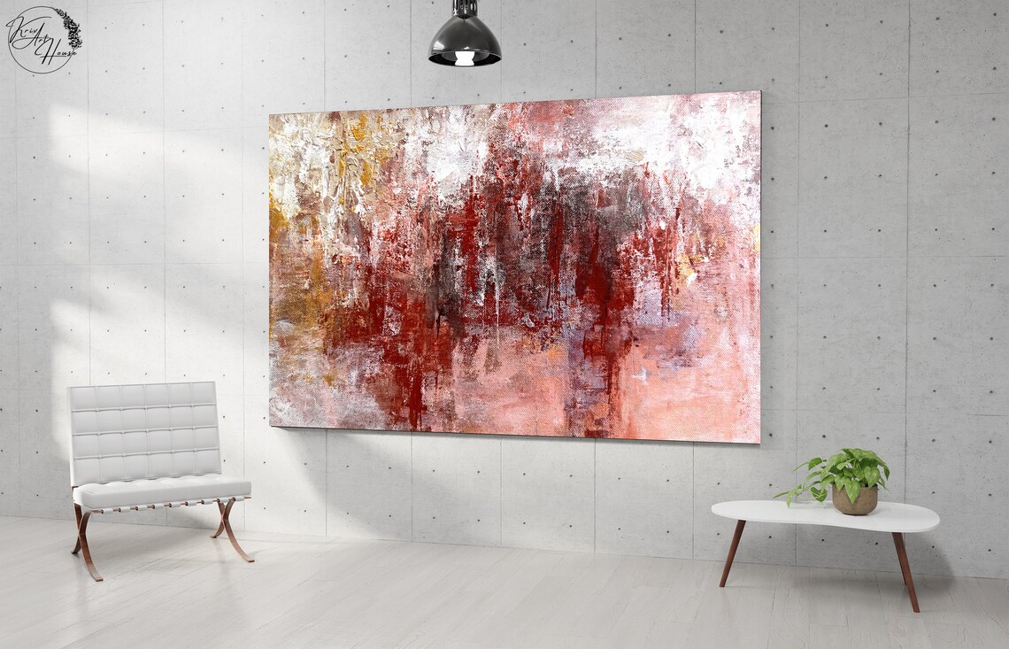 Pink Abstract Painting, Oversized Wall Art - Image 2