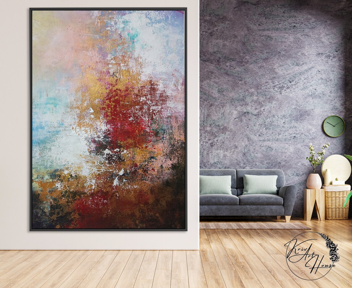 Red Gold Abstract Wall Art Print, Modern Decor - Image 3