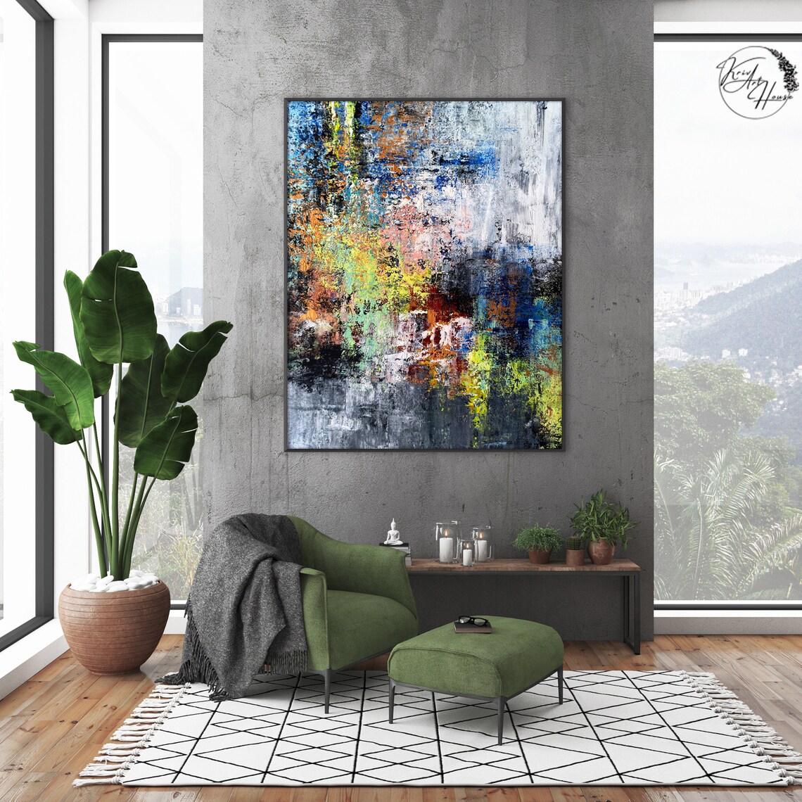 Colorful Kitchen Palette Knife Painting, Modern Art Print - Image 2