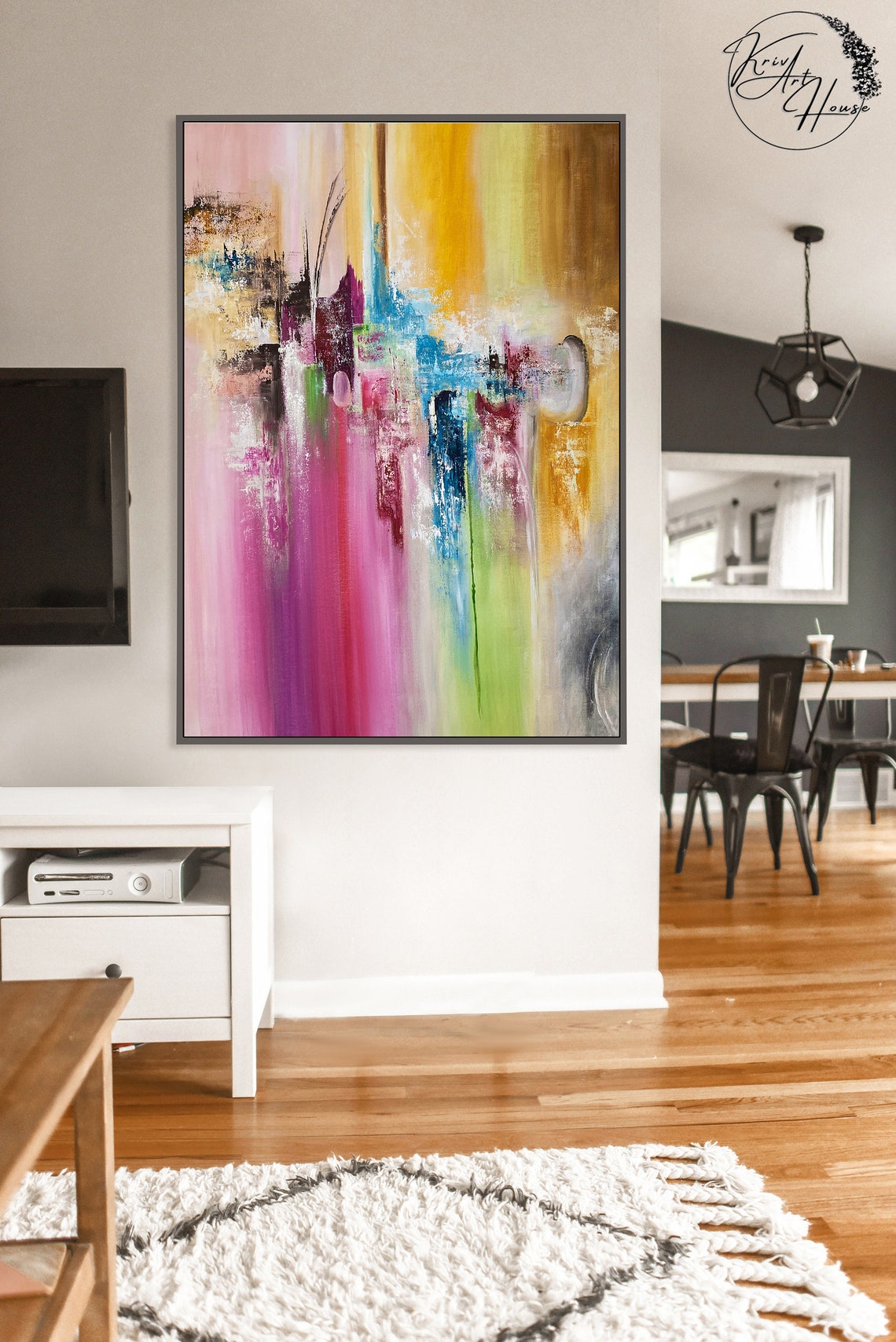 Vibrant Magenta Yellow Teal Colorful Joyful Abstract Modern Poster - Image 2
