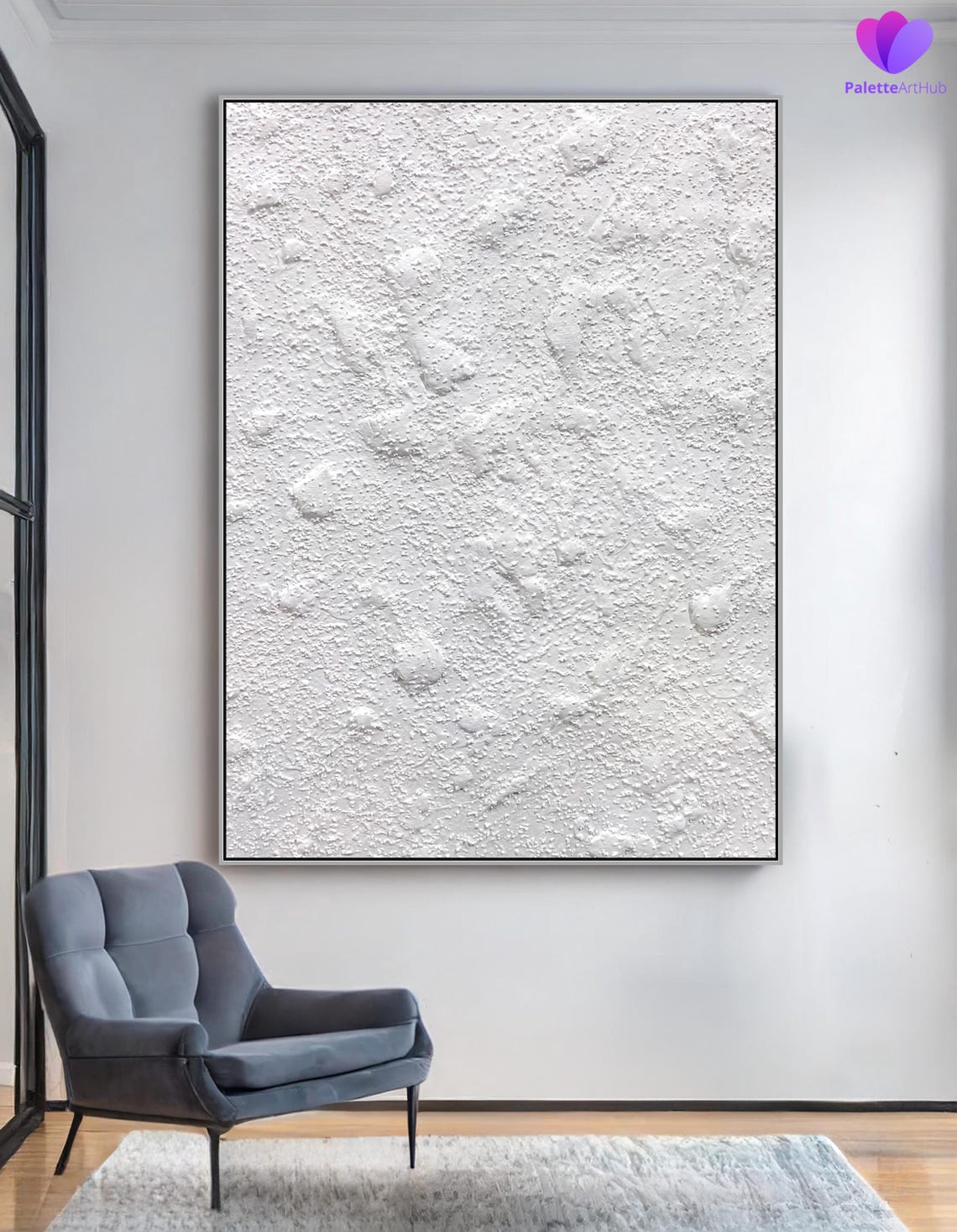 All White Bumpy Plaster Textured Abstract Modern Minimalist Poster - Image 2