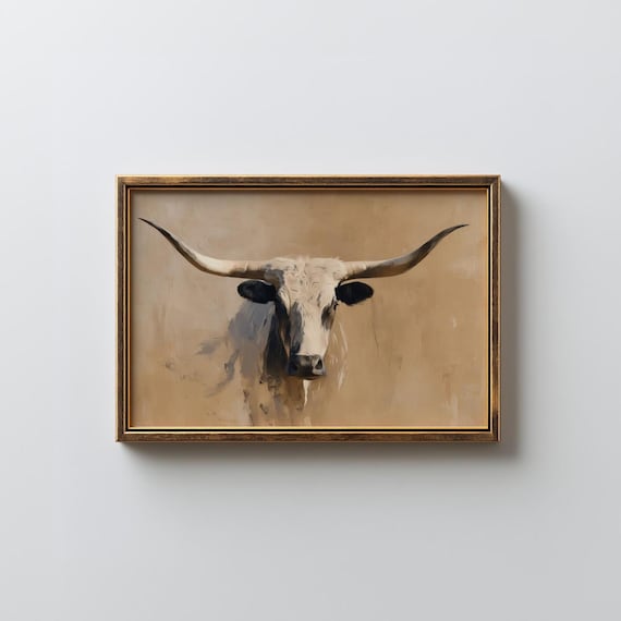 Longhorn Print Western Wall Art Southwestern Modern Country Poster Style Bedroom Digital Download