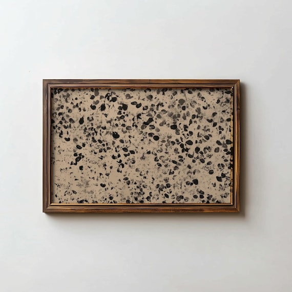 Black White Abstract Terrazzo Speckle Pattern Modern Wall Art