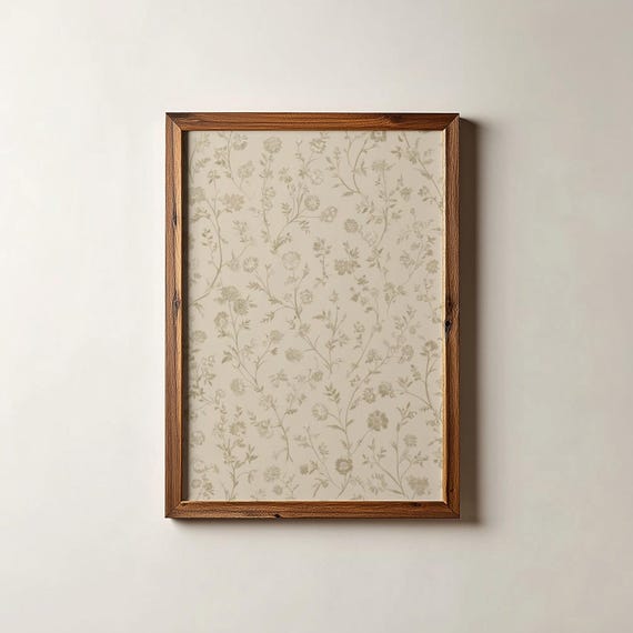 Vintage Floral Tapestry Print Neutral Cottagecore Flower Wall Art Digital Download