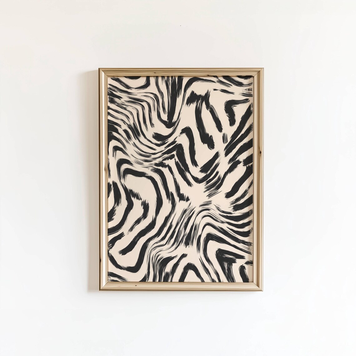 Abstract Black and White Brushstroke Swirl Painting Minimalist Print