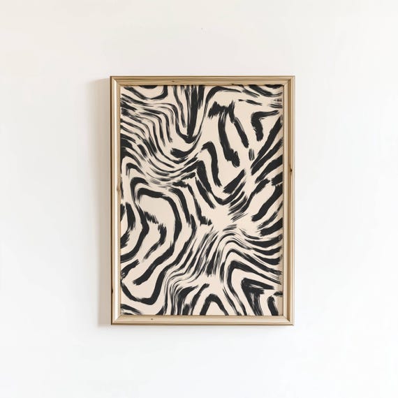 Abstract Black And White Printable Wall Art Contemporary Home Decor Digital Download