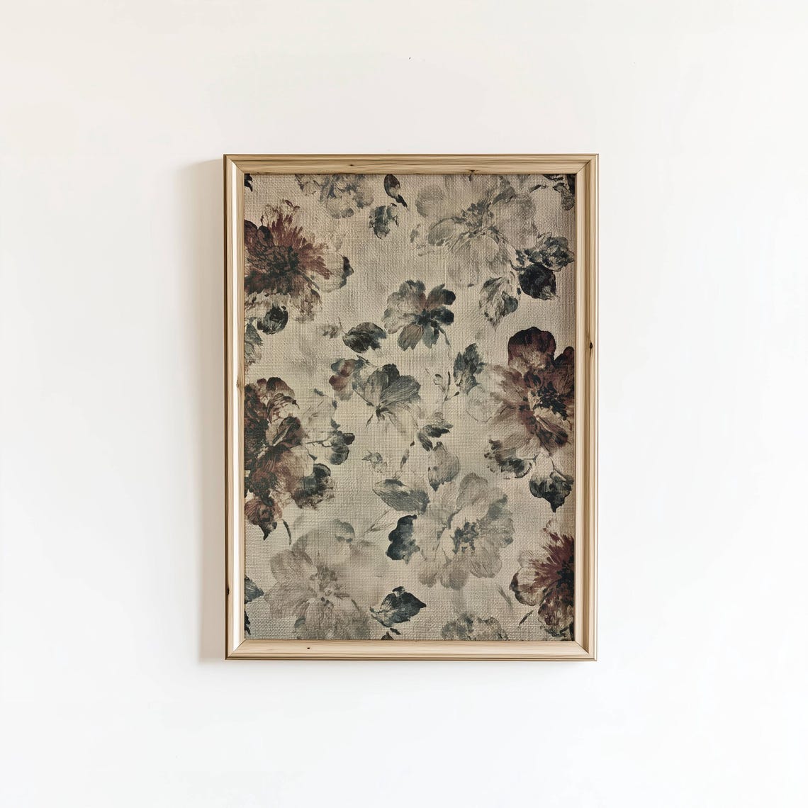 Vintage Charcoal Floral Tapestry Moody Grey Botanical Wall Art