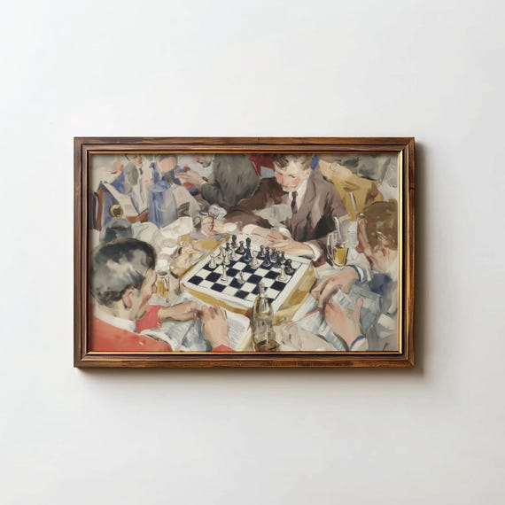 Chess Art Print Contemporary Wall Modern Decor Dorm Apartment Digital Download