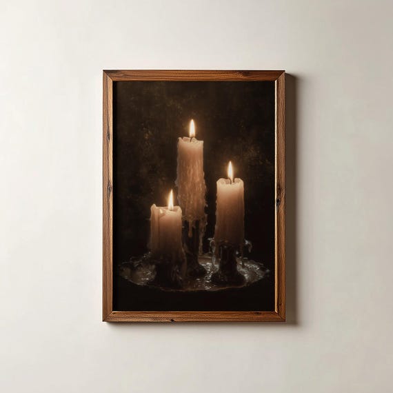 Moody Still Life Print Candle Fall Art Cottagecore Autumn Wall Digital Download