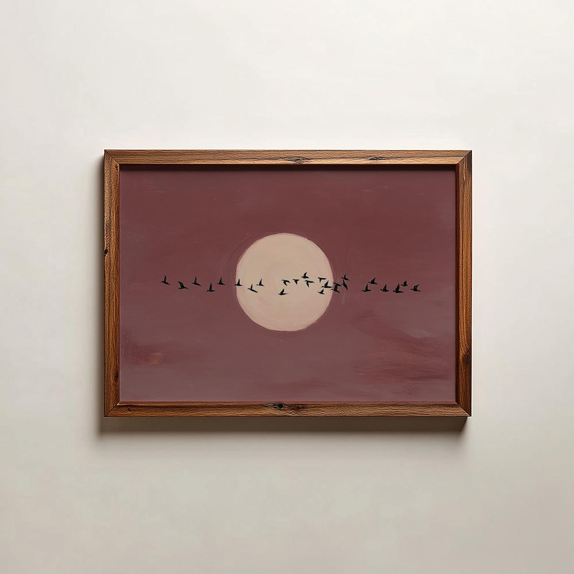 Moon Wall Art, Japanese Birds Bedroom Decor