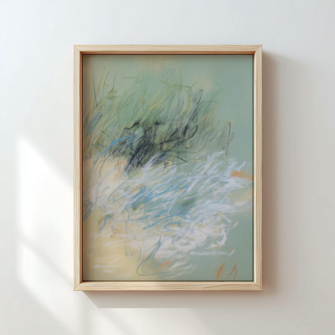 Light Blue Abstract Gestural Brushstrokes Calm Modern Poster