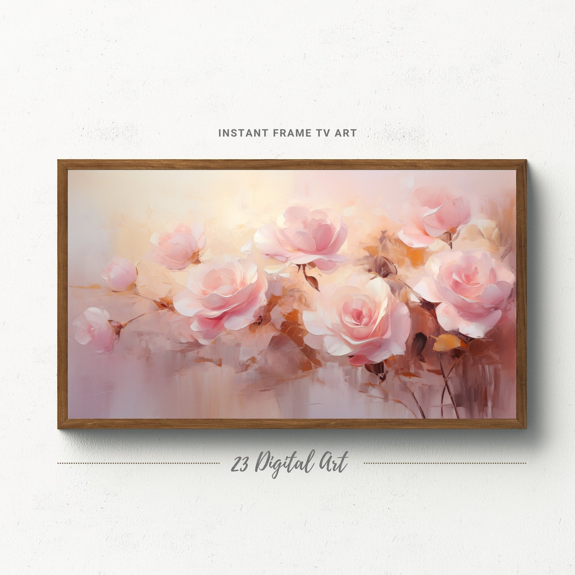 Abstract Pink Gold Roses Impressionist Floral Painting Art Poster