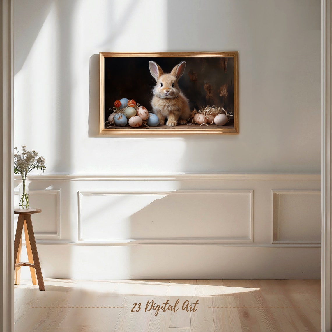 Frame Tv Art Rustic Oil Painting Of Easter Bunny Beautiful Easter Eggs Frame Tv Art Easter Spring Collections 103 - Image 7