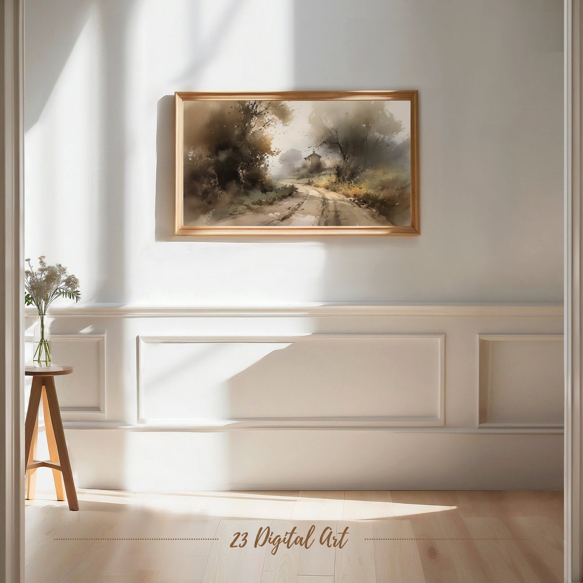 Frame Tv Art Moody Watercolour Painting Of The Summer Landscape Classic Neutral Summer Forest Botanical Green Earthy Summer Tv Art 119 - Image 7