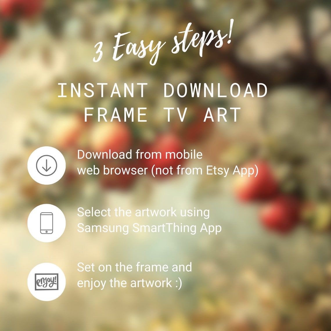 Apple Tree Branch Red Apples Impressionist Painting Art Print - Image 2