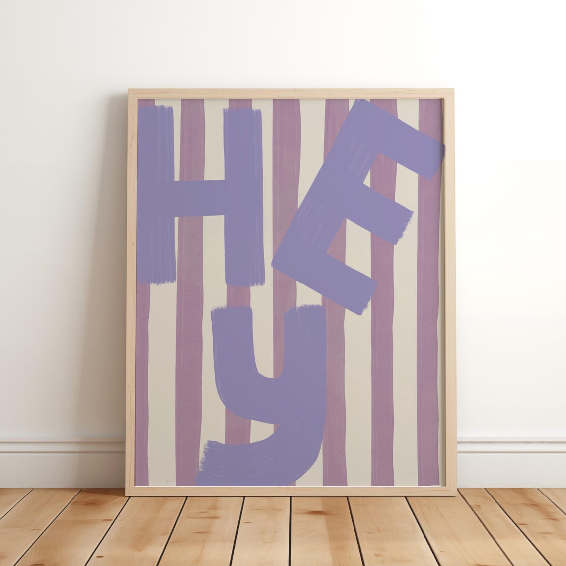 Hey Nursery Purple Brushstroke Letter Kids Room Art Decor Poster